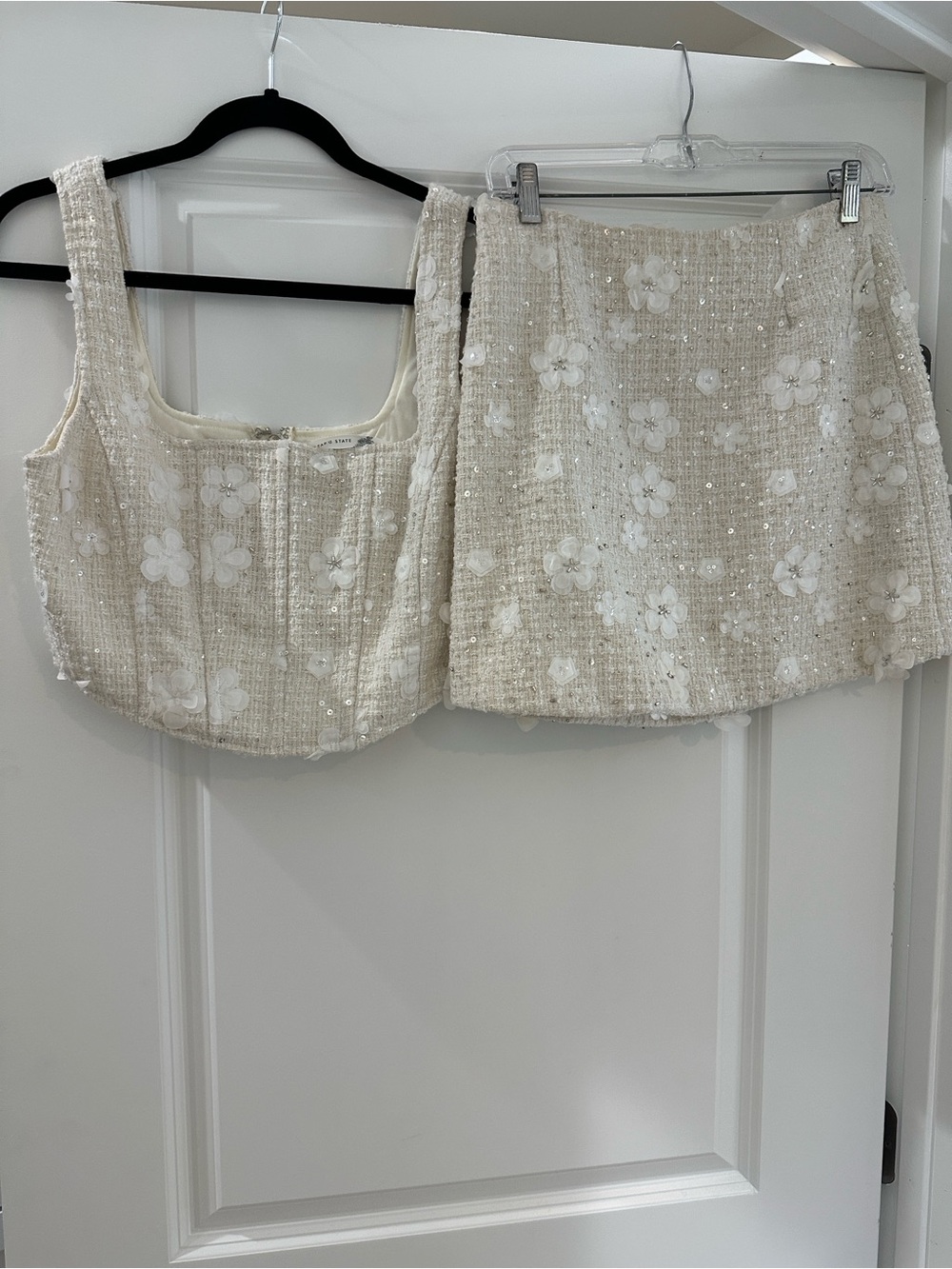 Altar'd State Ivory Floral Tweed Two-Piece Set